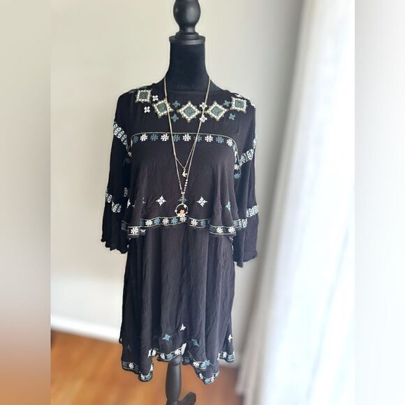 ZARA Embroidered Boho Festival Layered dress Size XS - Picture 11 of 16